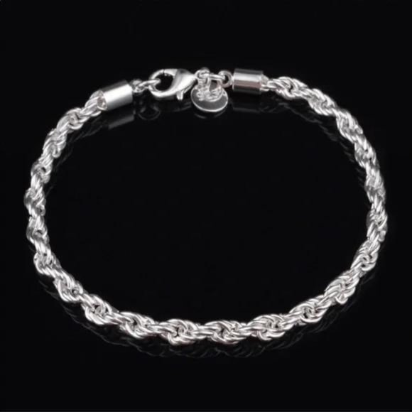 NEW TWISTED 925 STERLING SILVER BRACELET, NICE BRACELET, CUTE BRACELET - Picture 2 of 5
